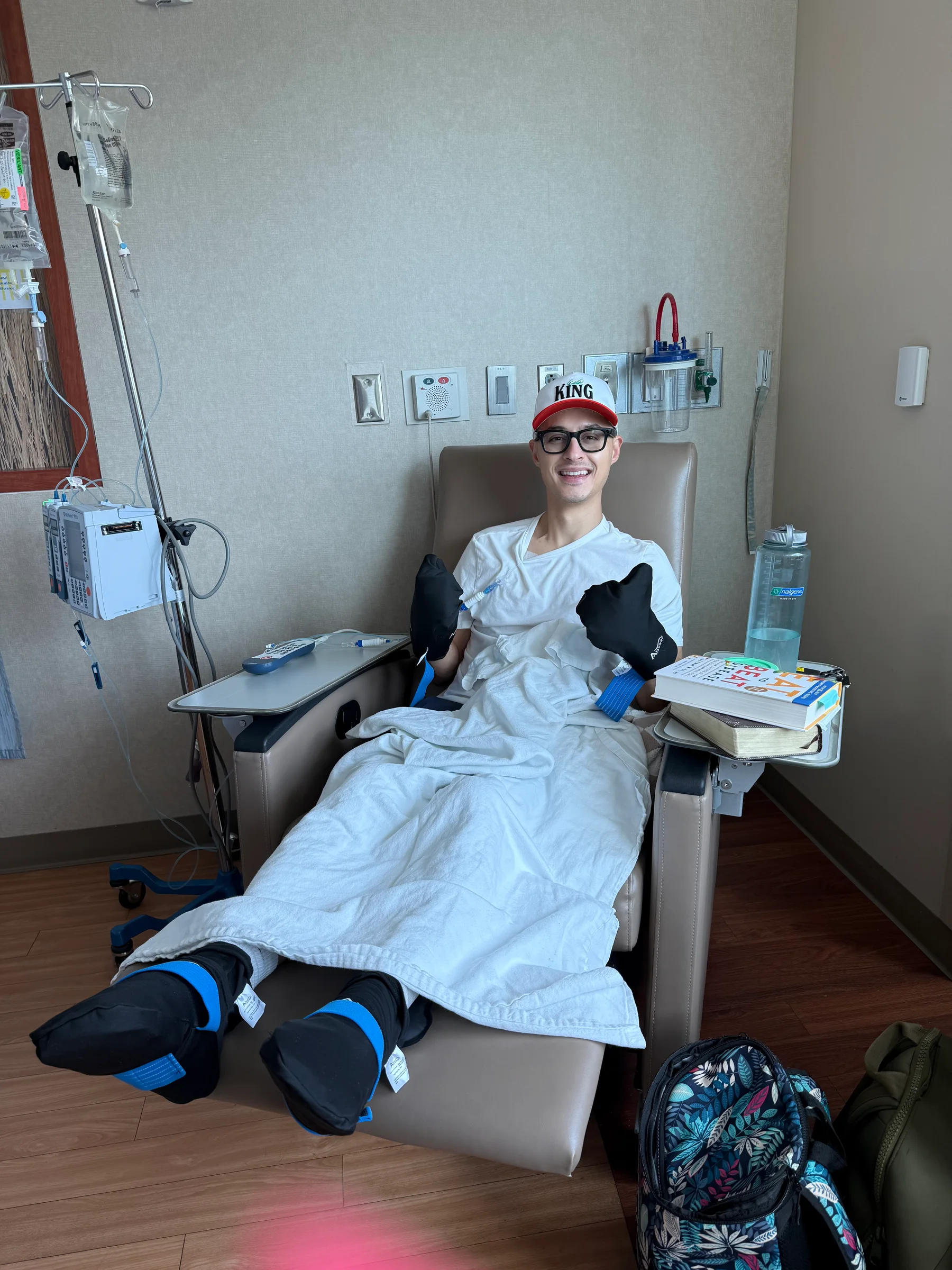 Tyler smiling from a treatment chair